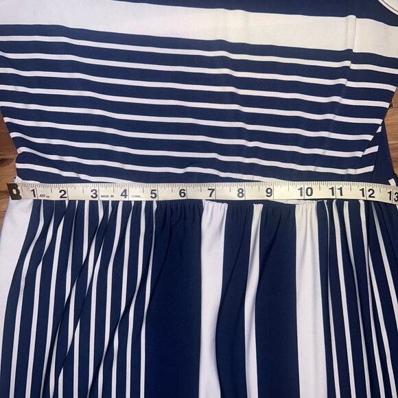Blue White Striped Maxi Dress Sleeveless Stretchy Long Summer Dress Size Medium - Picture 7 of 12